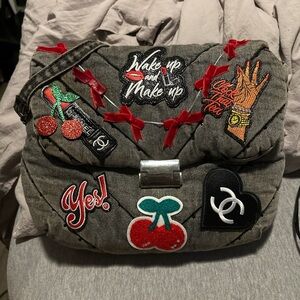 Junk bag inspired Gray denim Quilted Shoulder Bag